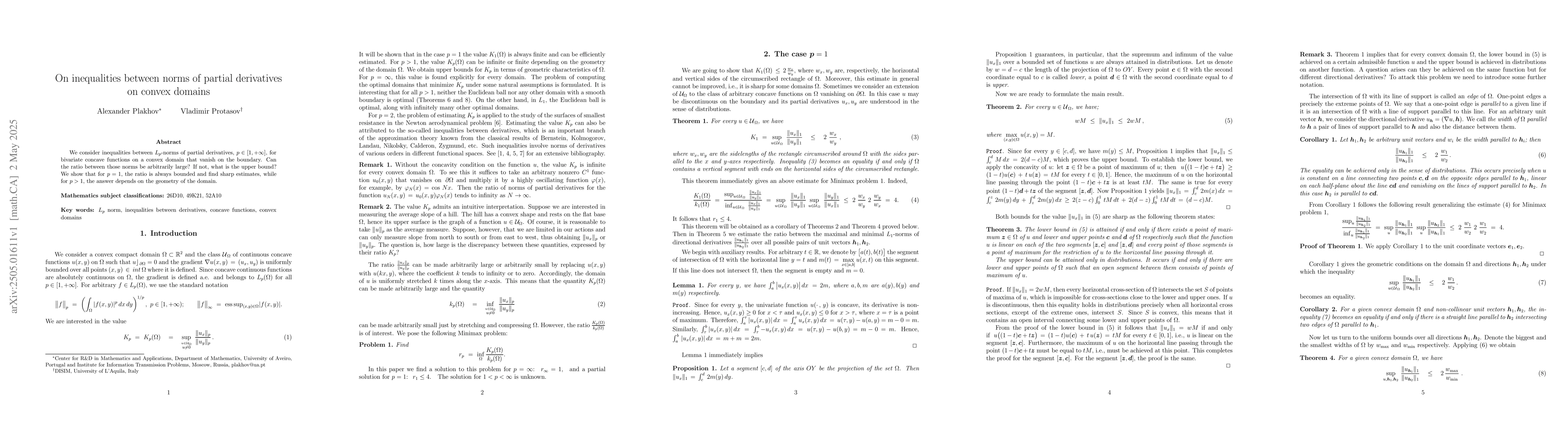 Thumbnail for On inequalities between norms of partial derivatives on convex domains