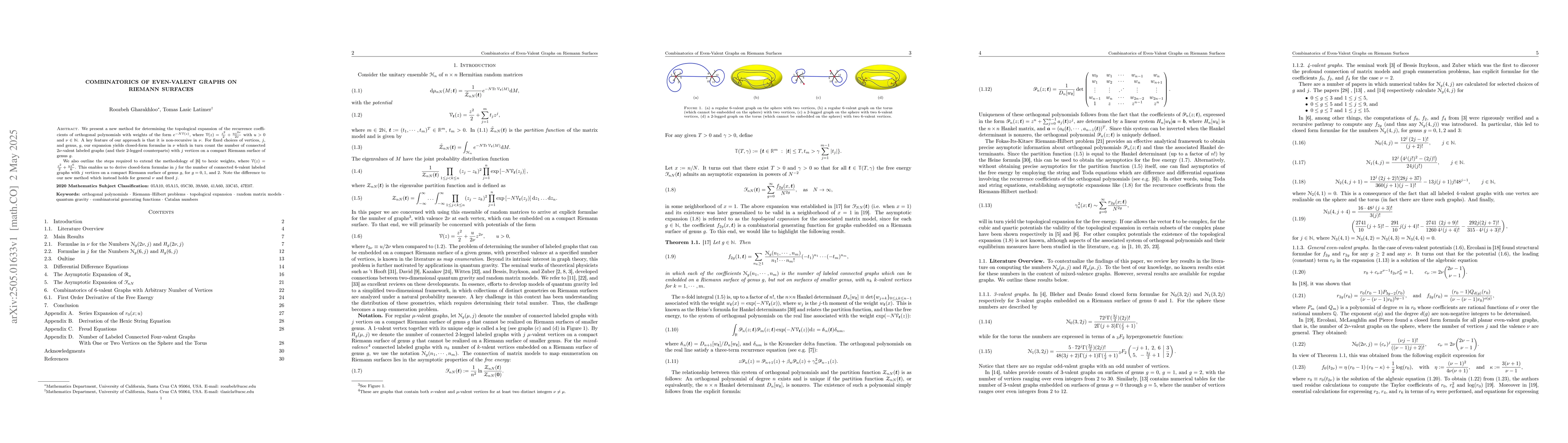 Thumbnail for Combinatorics of Even-Valent Graphs on Riemann Surfaces