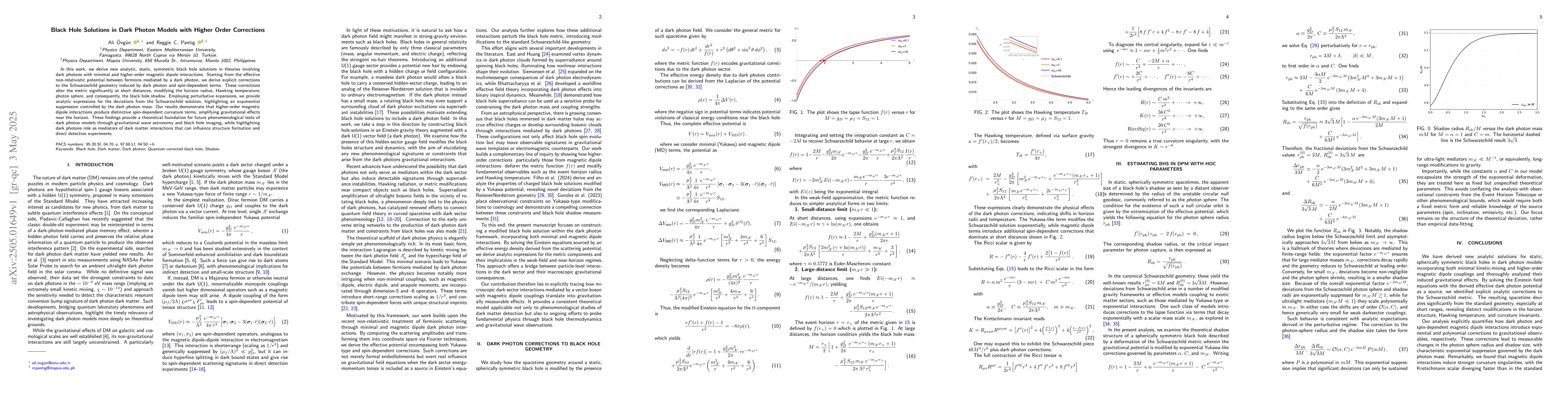 Thumbnail for Black Hole Solutions in Dark Photon Models with Higher Order Corrections