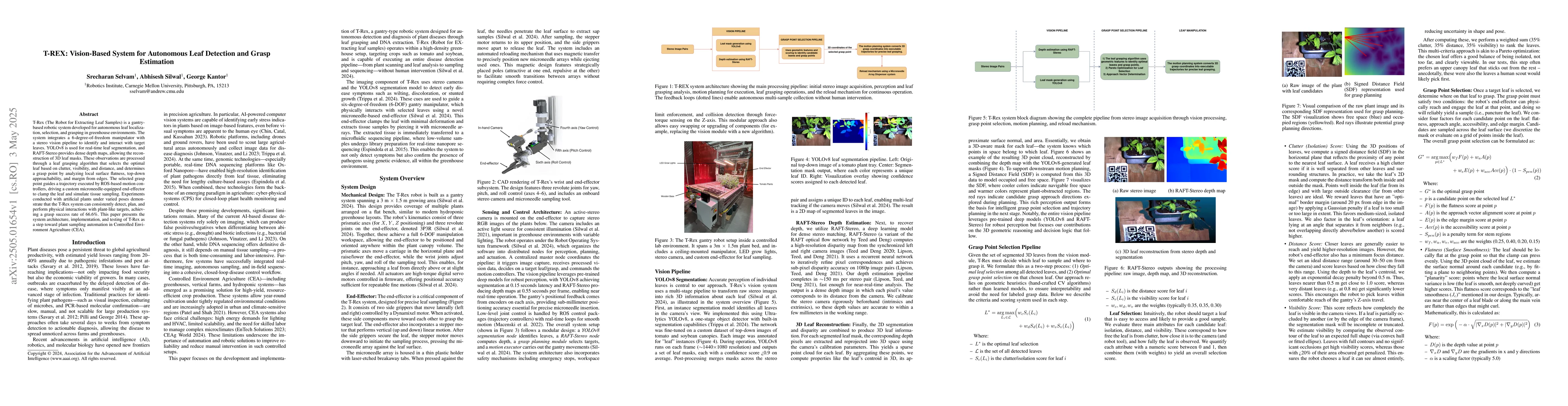 Thumbnail for T-REX: Vision-Based System for Autonomous Leaf Detection and Grasp
  Estimation
