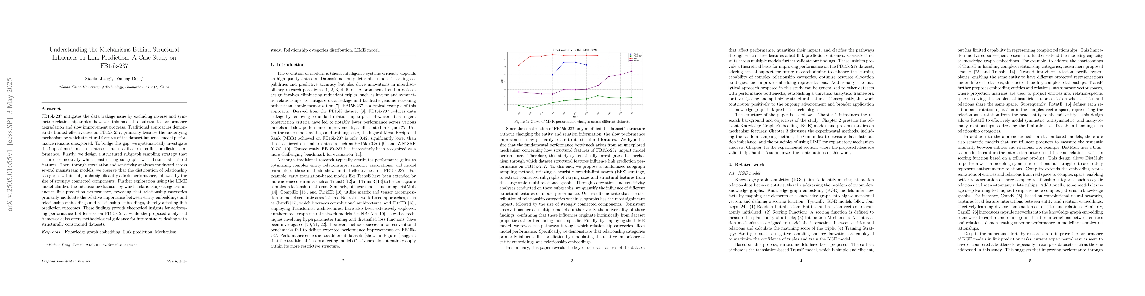 Thumbnail for Understanding the Mechanisms Behind Structural Influences on Link
  Prediction: A Case Study on FB15k-237