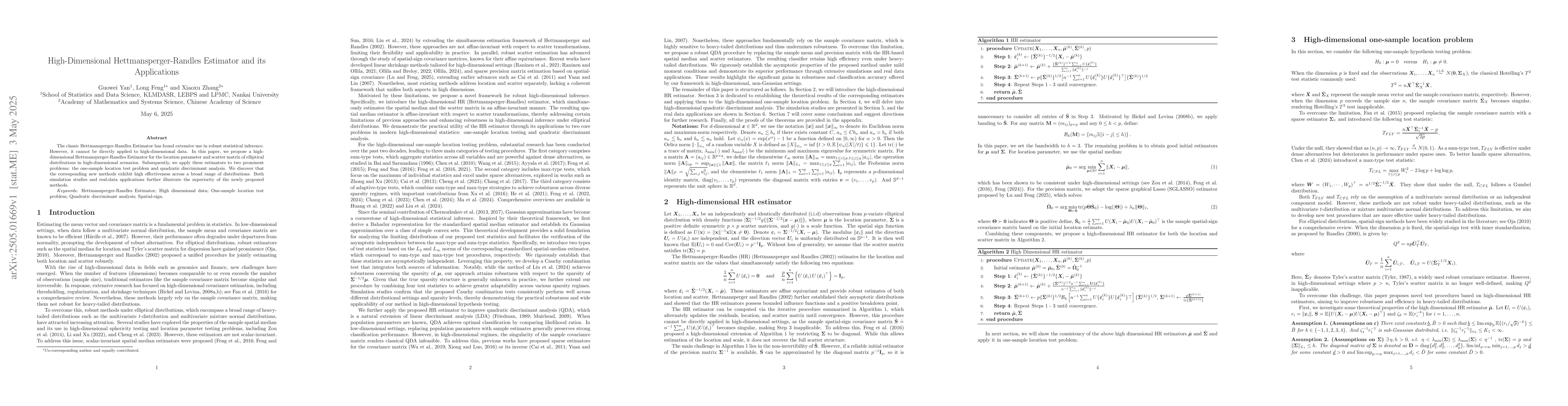 Thumbnail for High-Dimensional Hettmansperger-Randles Estimator and its Applications