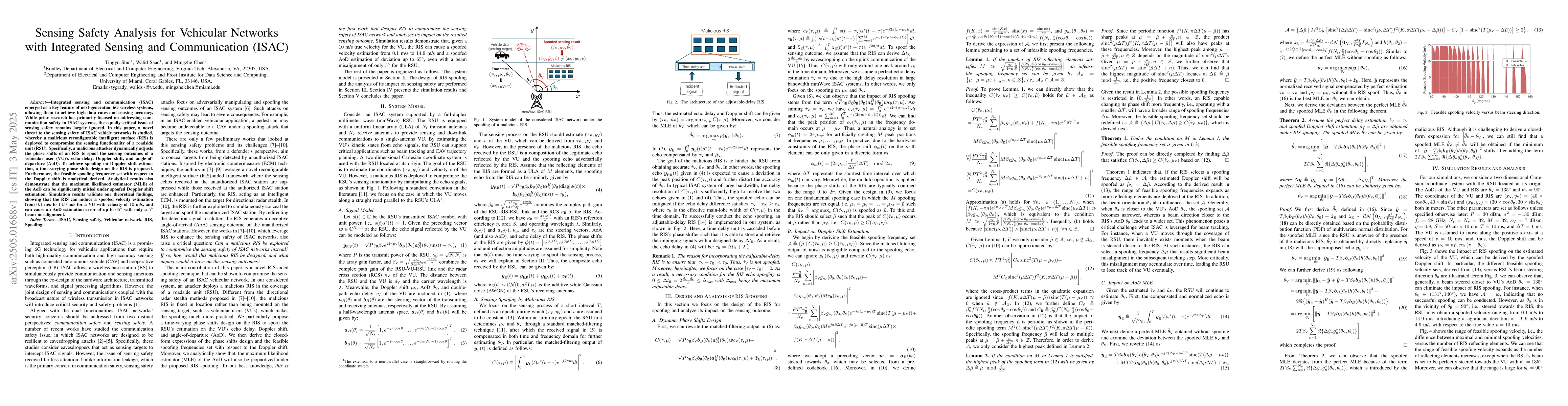 Thumbnail for Sensing Safety Analysis for Vehicular Networks with Integrated Sensing
  and Communication (ISAC)