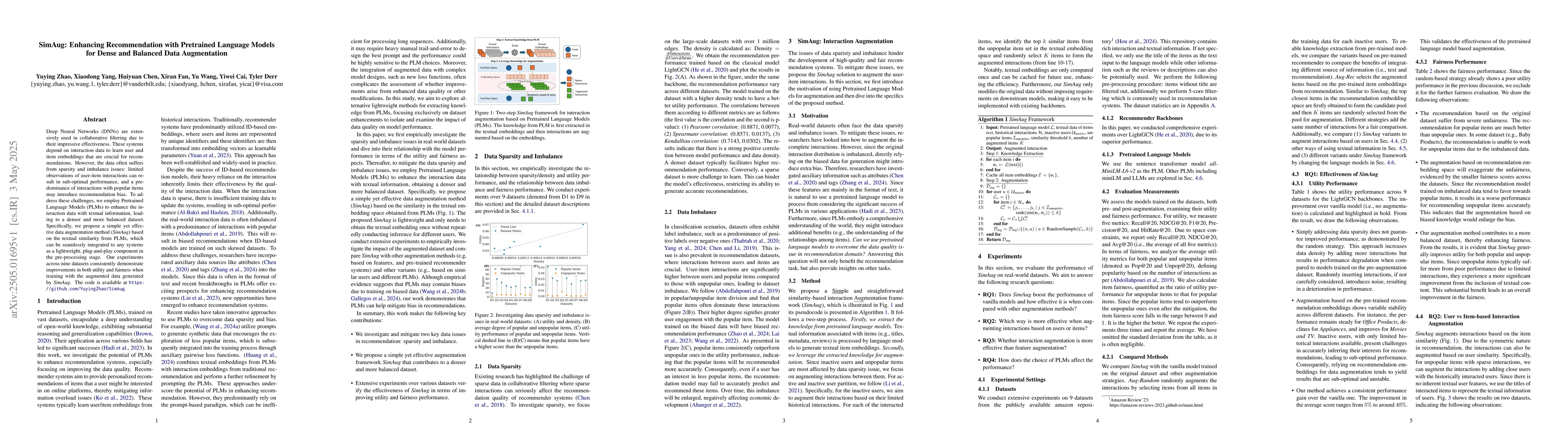 Thumbnail for SimAug: Enhancing Recommendation with Pretrained Language Models for
  Dense and Balanced Data Augmentation