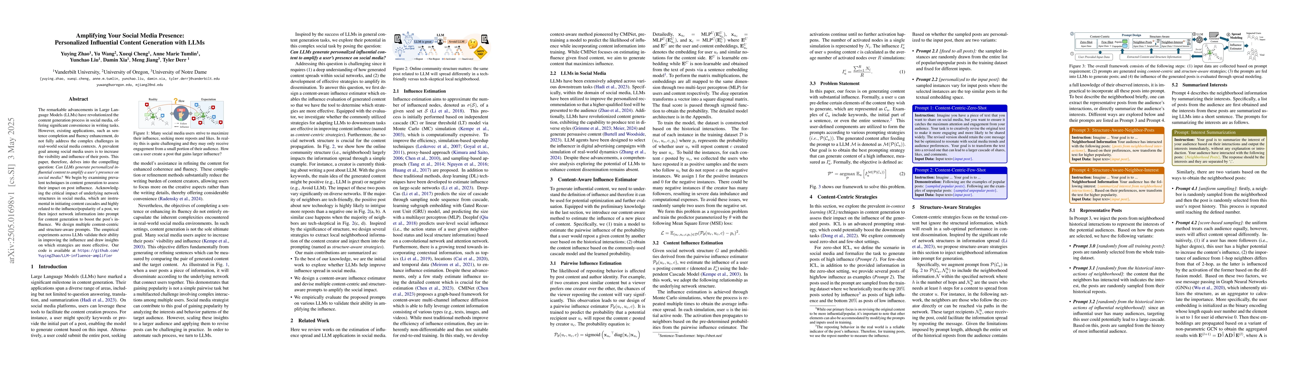 Thumbnail for Amplifying Your Social Media Presence: Personalized Influential Content
  Generation with LLMs