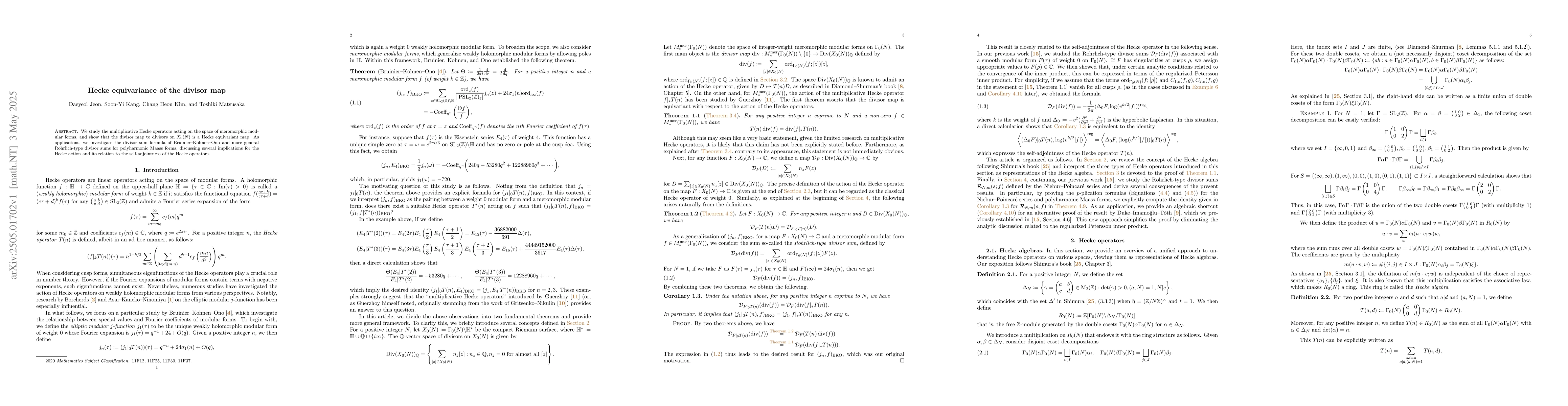 Thumbnail for Hecke equivariance of the divisor map