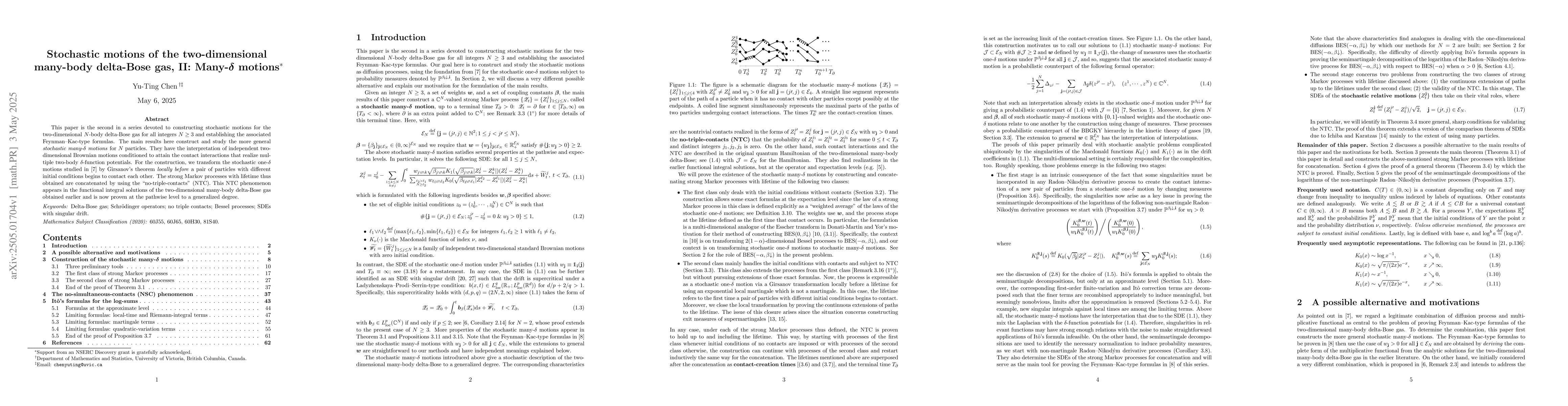 Thumbnail for Stochastic motions of the two-dimensional many-body delta-Bose gas, II:
  Many-$δ$ motions
