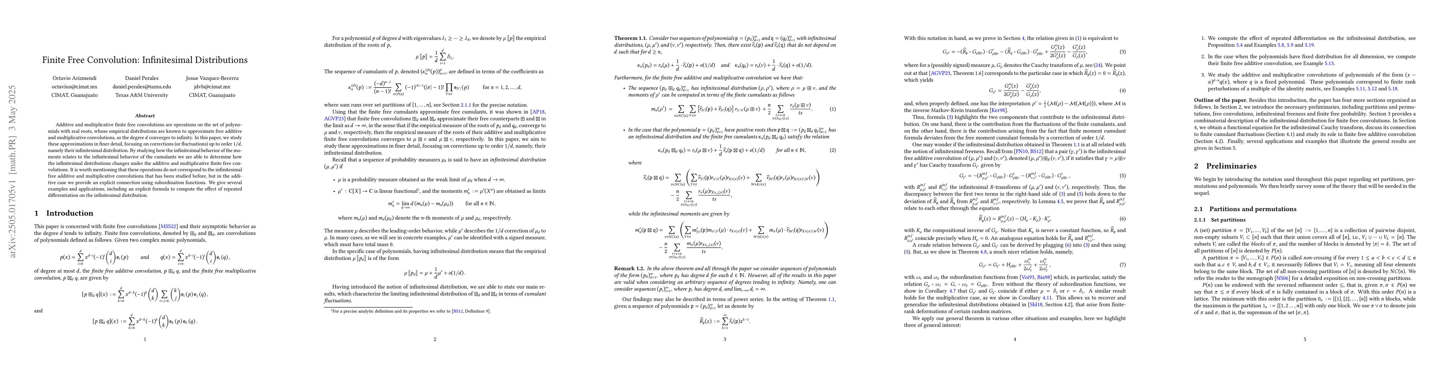 Thumbnail for Finite Free Convolution: Infinitesimal Distributions