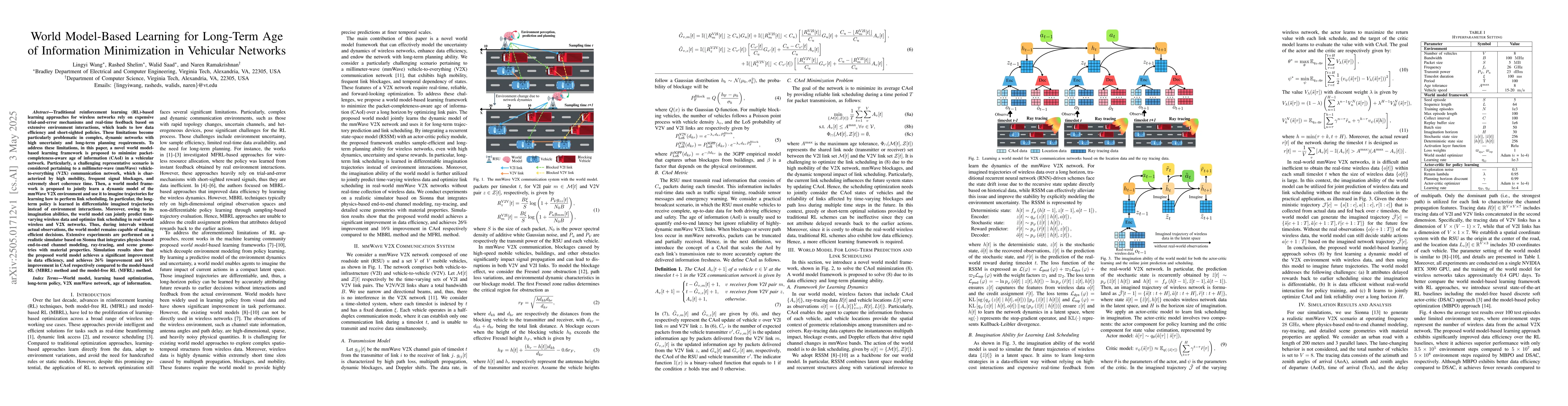 Thumbnail for World Model-Based Learning for Long-Term Age of Information Minimization
  in Vehicular Networks