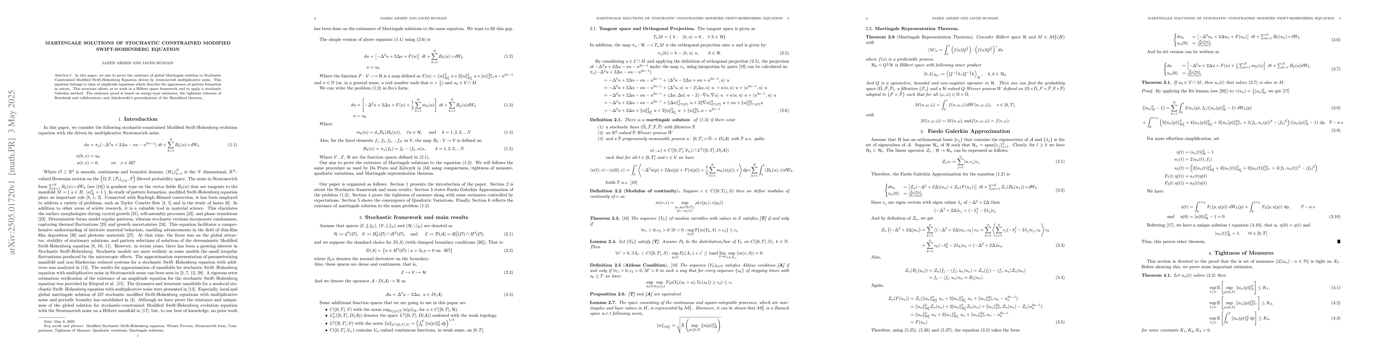 Thumbnail for Martingale Solutions of Stochastic Constrained Modified Swift-Hohenberg
  Equation