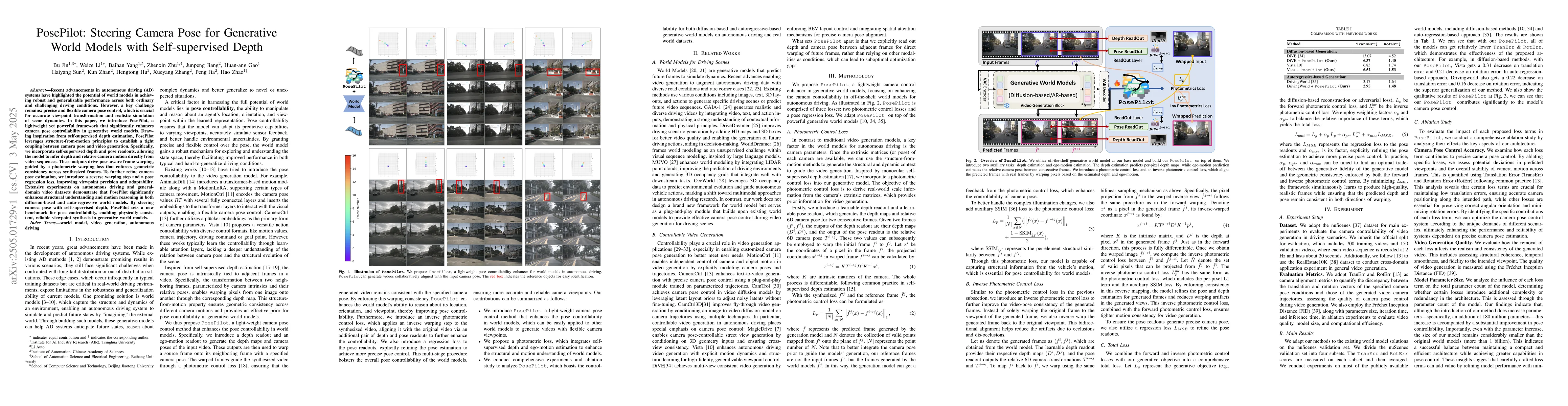 Thumbnail for PosePilot: Steering Camera Pose for Generative World Models with
  Self-supervised Depth