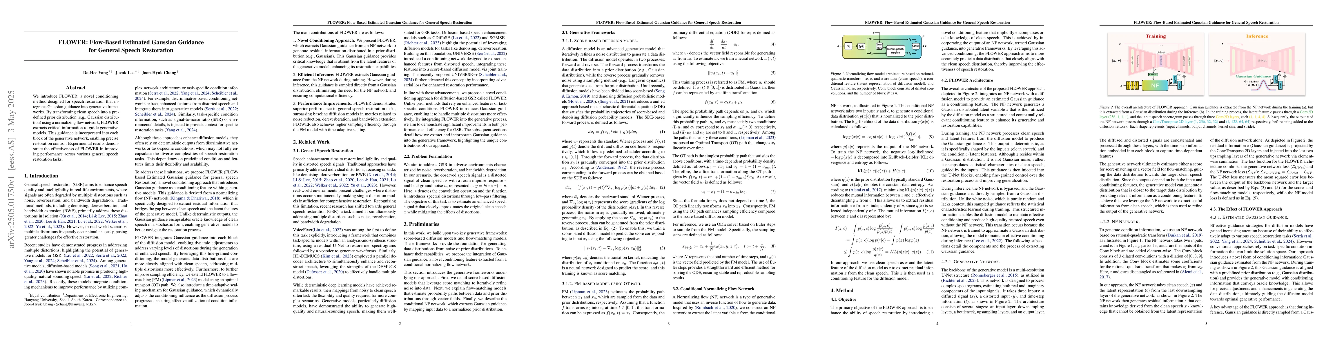 Thumbnail for FLOWER: Flow-Based Estimated Gaussian Guidance for General Speech
  Restoration
