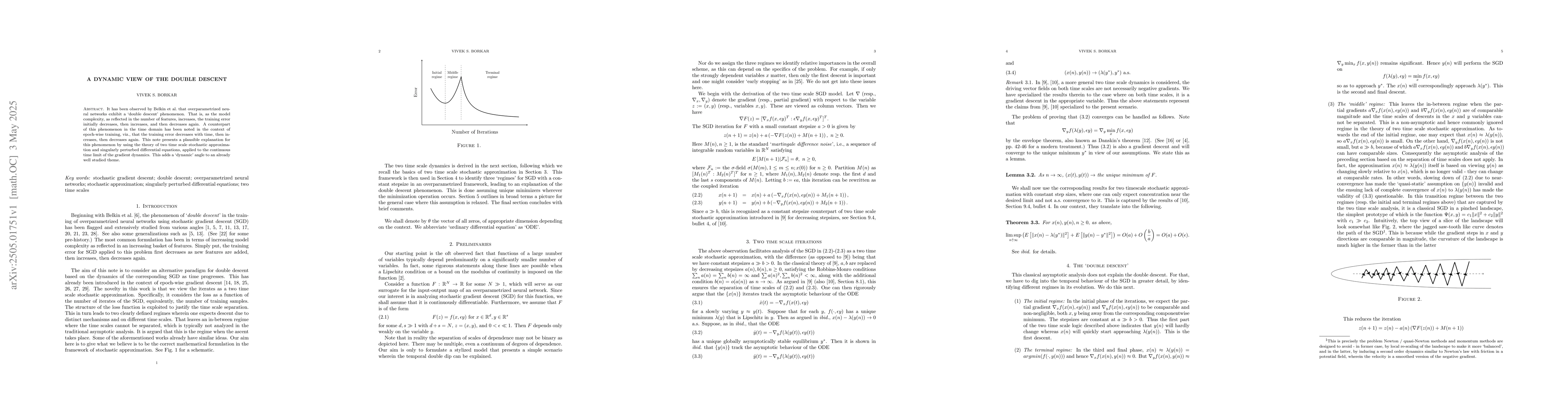Thumbnail for A dynamic view of the double descent