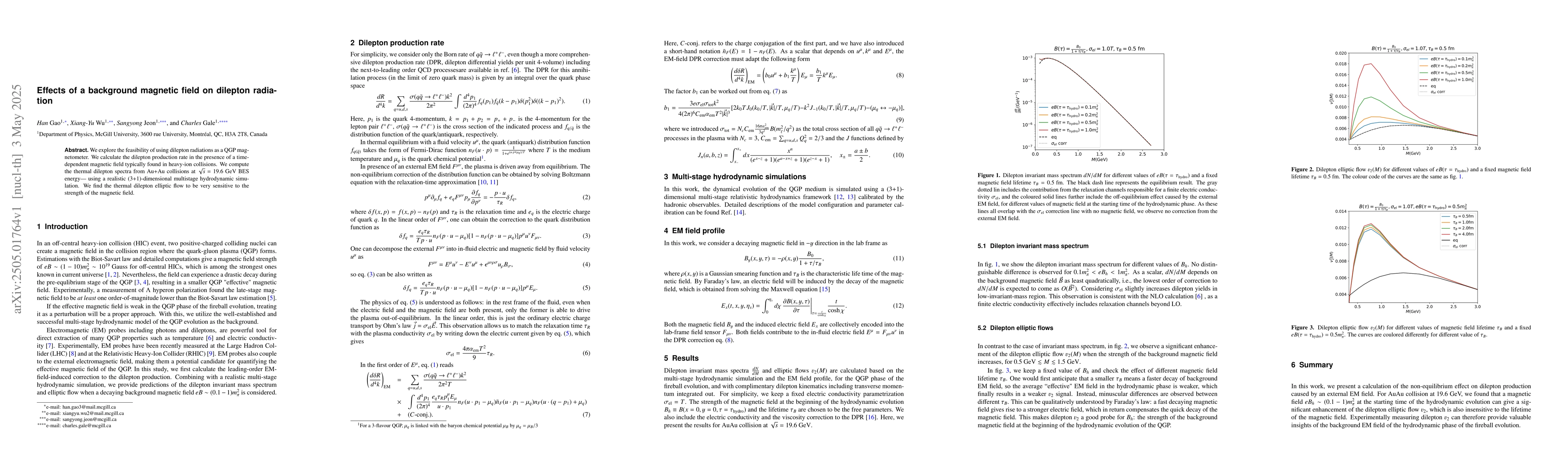 Thumbnail for Effects of a background magnetic field on dilepton radiation