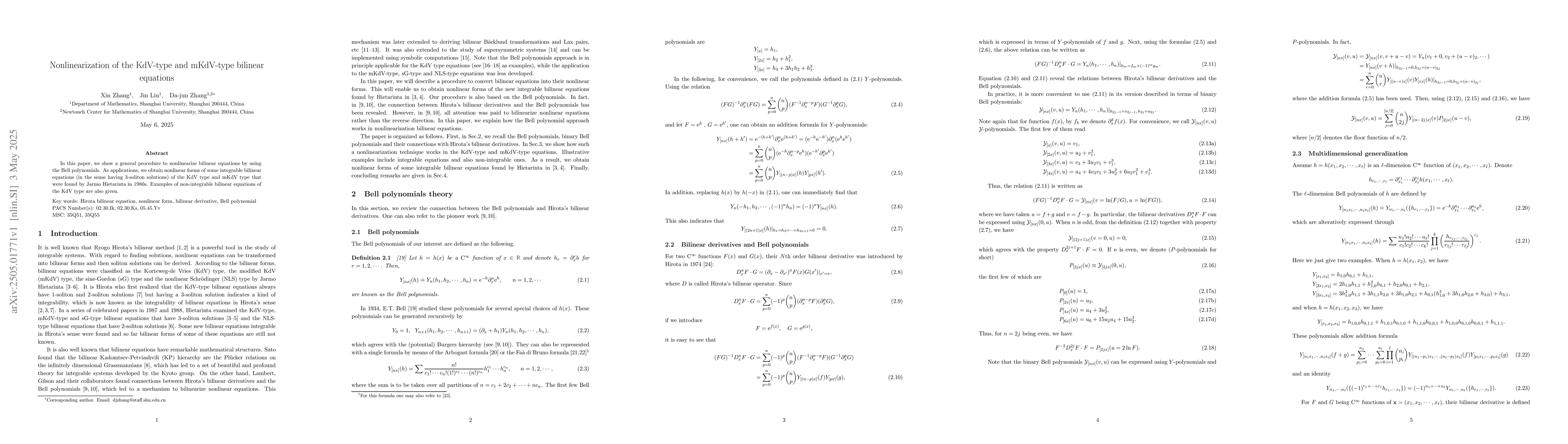 Thumbnail for Nonlinearization of the KdV-type and mKdV-type bilinear equations
