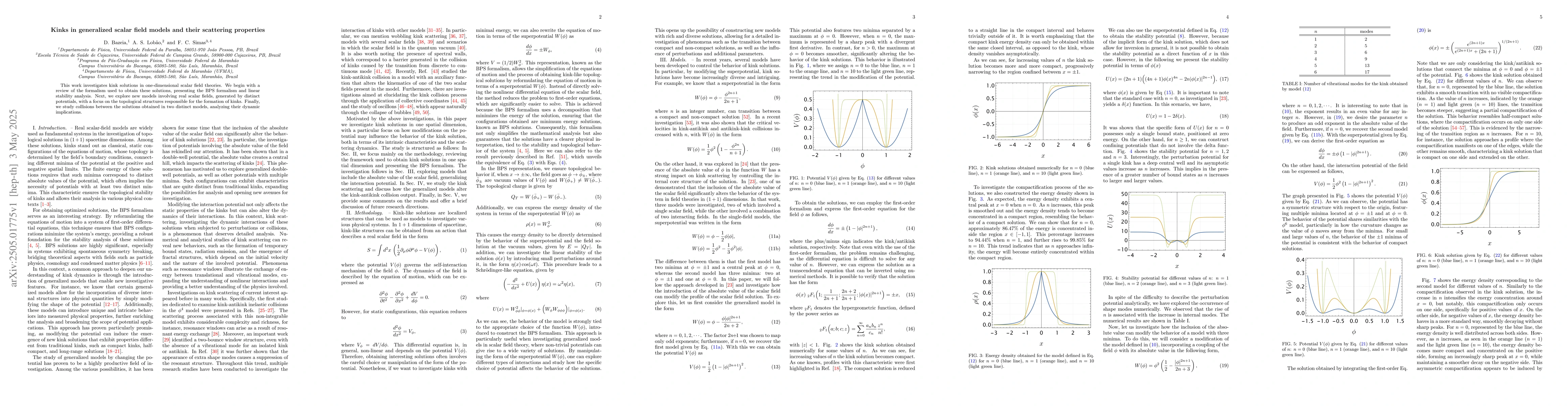 Thumbnail for Kinks in generalized scalar field models and their scattering properties