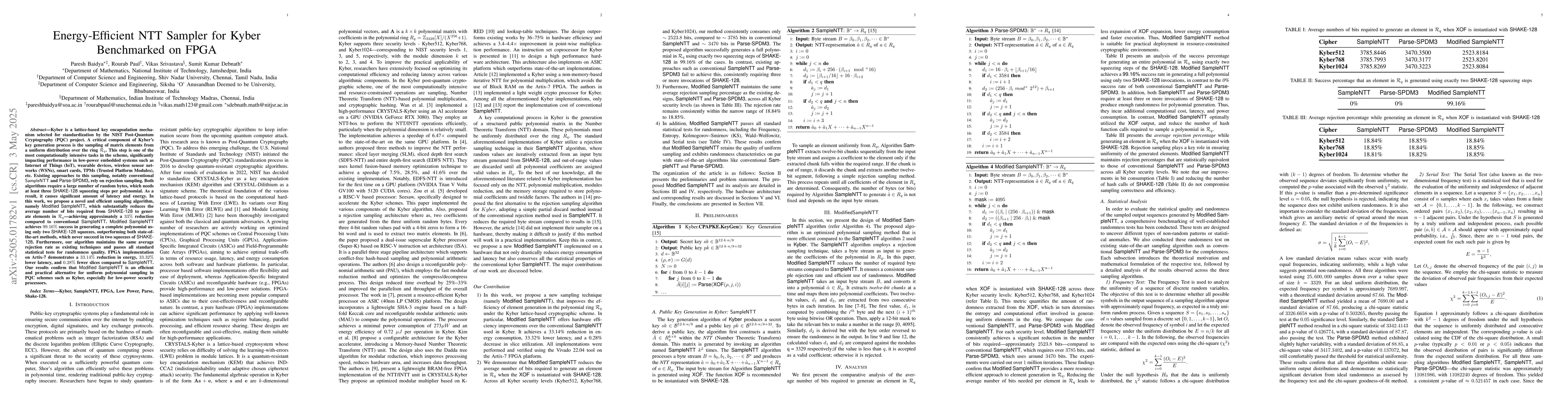 Thumbnail for Energy-Efficient NTT Sampler for Kyber Benchmarked on FPGA