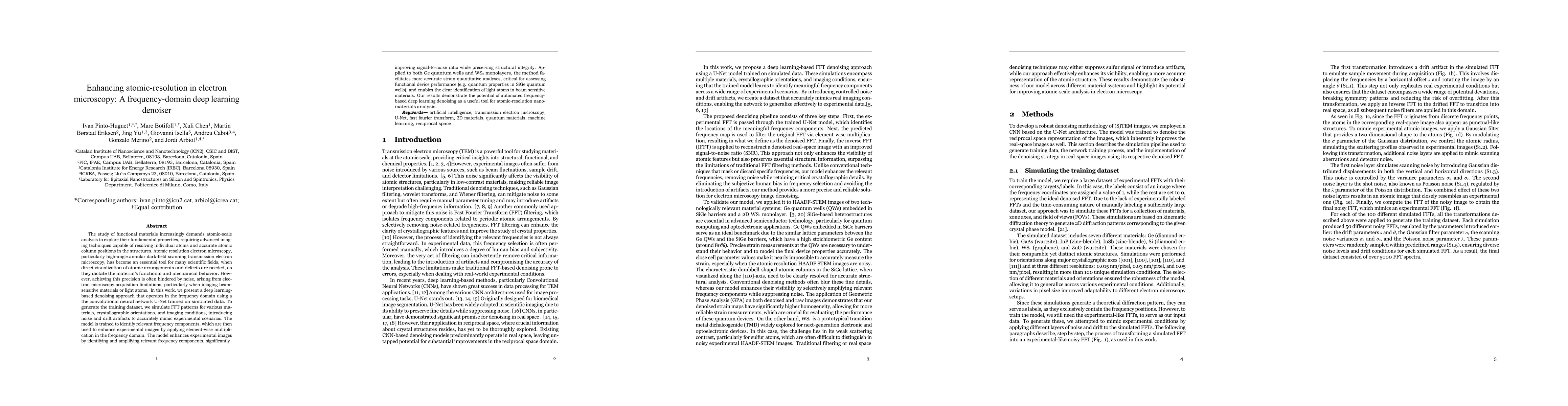Thumbnail for Enhancing atomic-resolution in electron microscopy: A frequency-domain
  deep learning denoiser