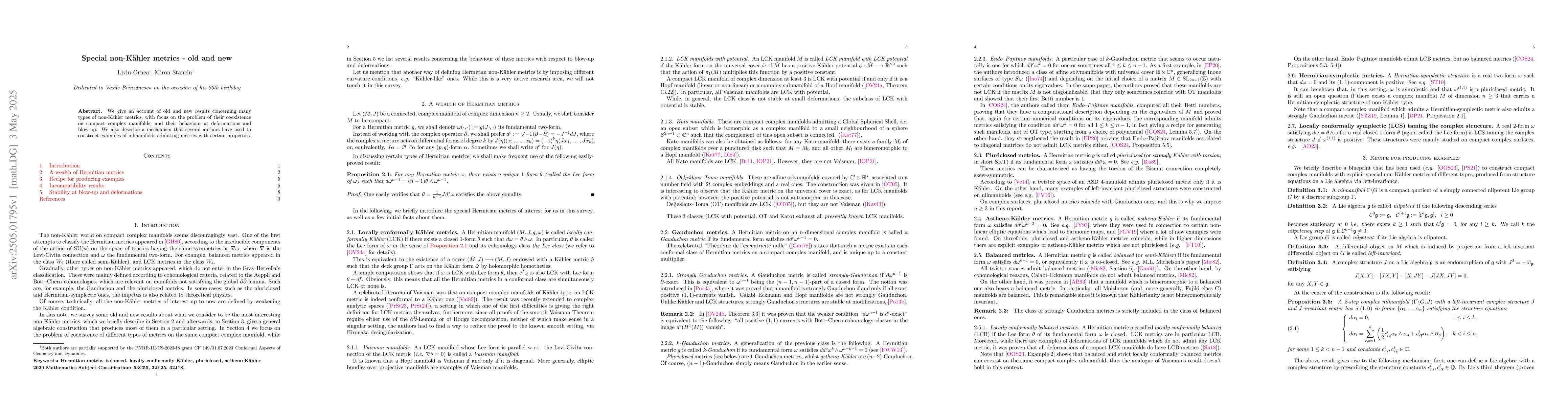 Thumbnail for Special non-Kähler metrics -- old and new