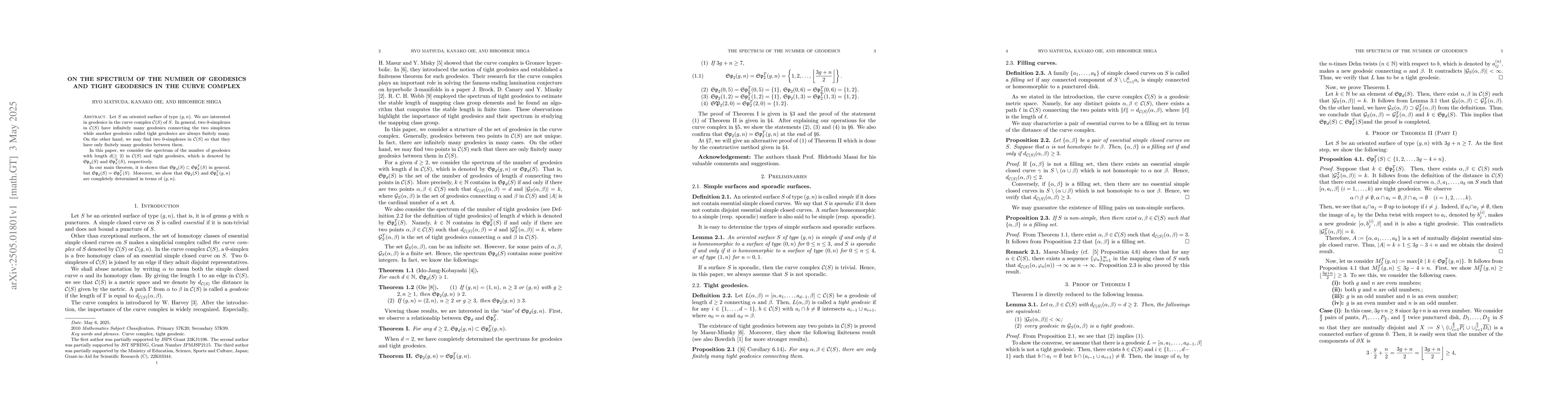 Thumbnail for On the spectrum of the number of geodesics and tight geodesics in the
  curve complex