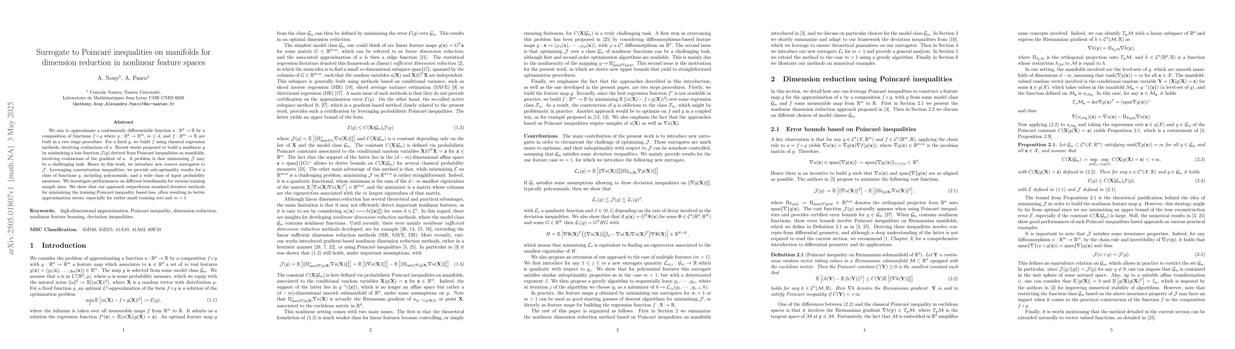 Thumbnail for Surrogate to Poincaré inequalities on manifolds for dimension
  reduction in nonlinear feature spaces