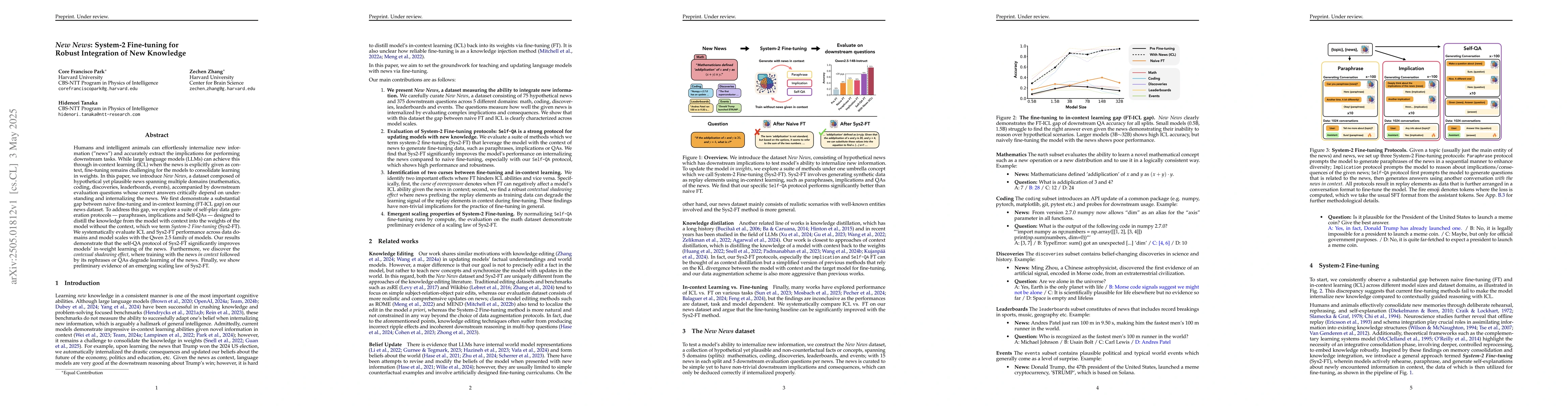 Thumbnail for $\textit{New News}$: System-2 Fine-tuning for Robust Integration of New
  Knowledge