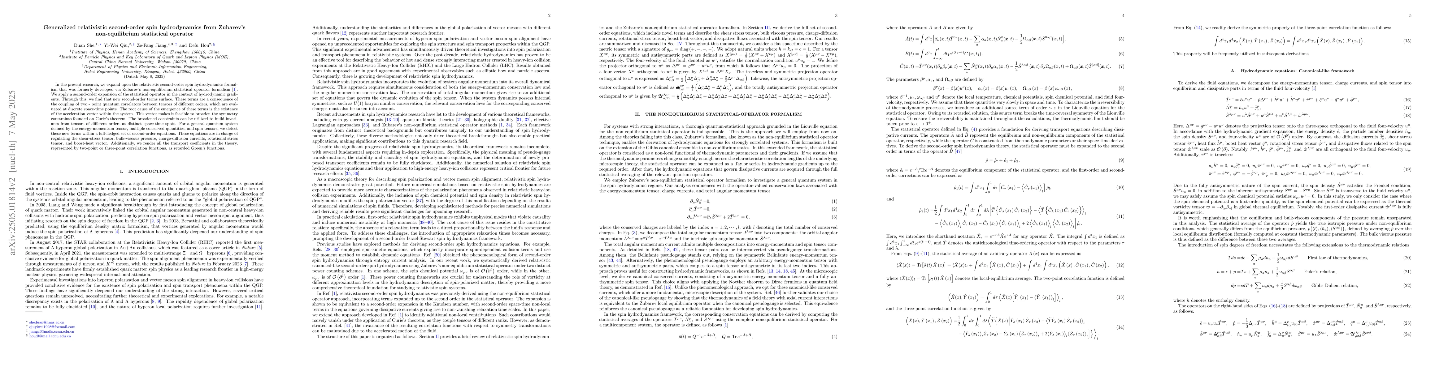 Thumbnail for Generalized relativistic second-order spin hydrodynamics: coupling
  different rank tensors