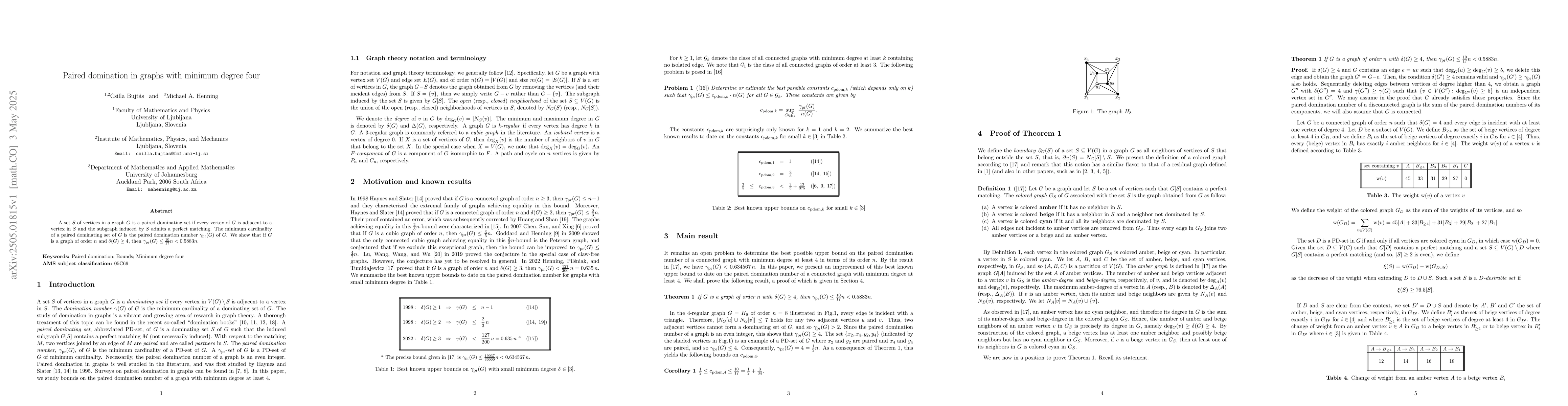 Thumbnail for Paired domination in graphs with minimum degree four