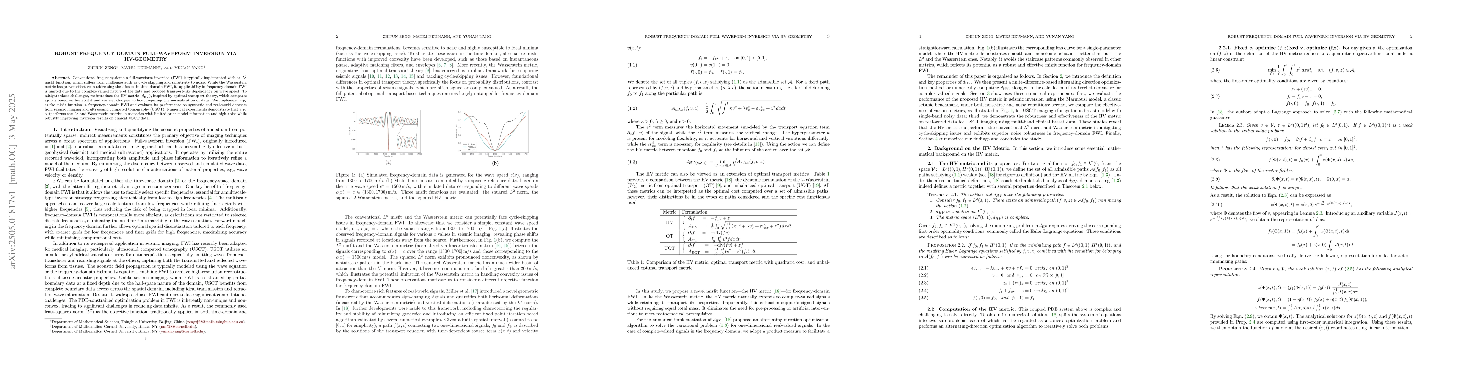 Thumbnail for Robust Frequency Domain Full-Waveform Inversion via HV-Geometry