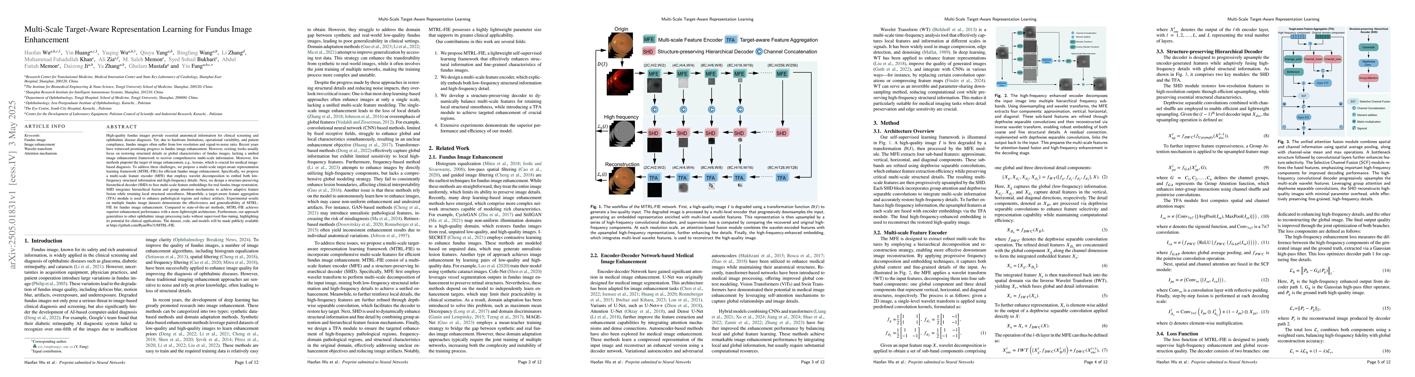 Thumbnail for Multi-Scale Target-Aware Representation Learning for Fundus Image
  Enhancement