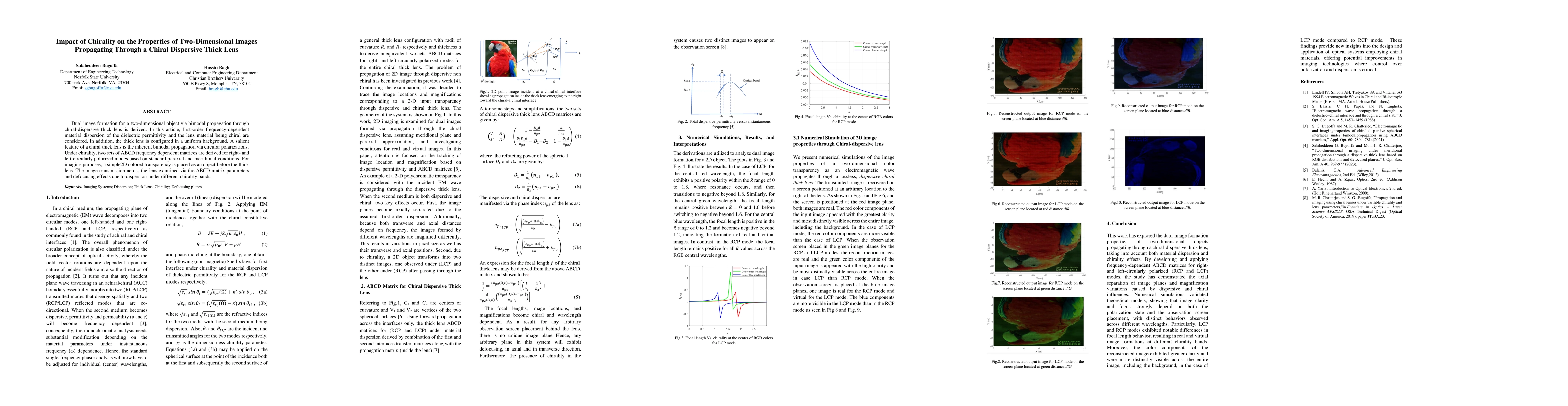 Thumbnail for Impact of Chirality on the Properties of Two-Dimensional Images
  Propagating Through a Chiral Dispersive Thick Lens