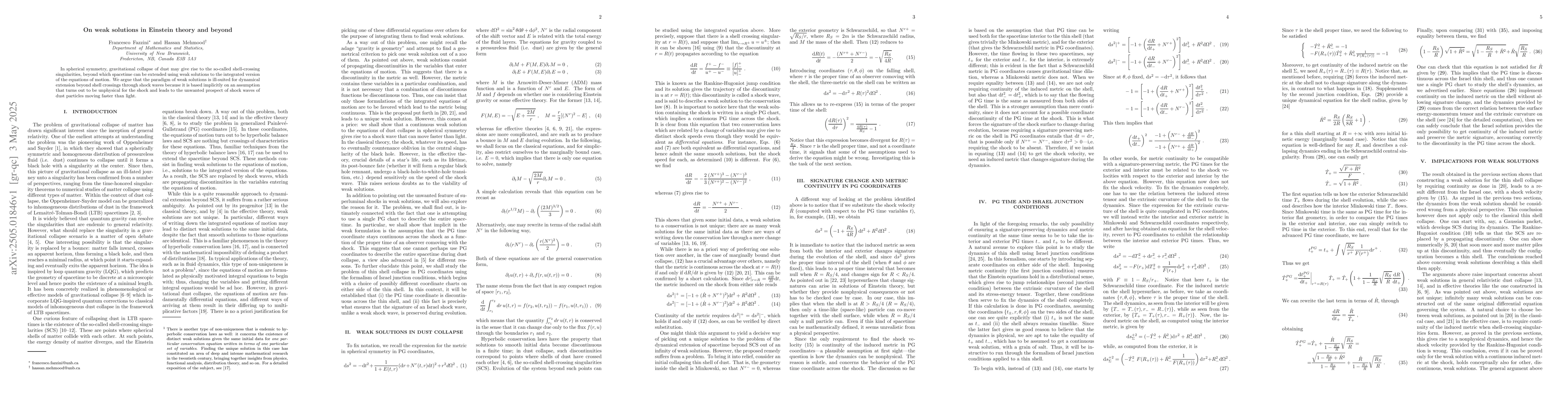 Thumbnail for On weak solutions in Einstein theory and beyond