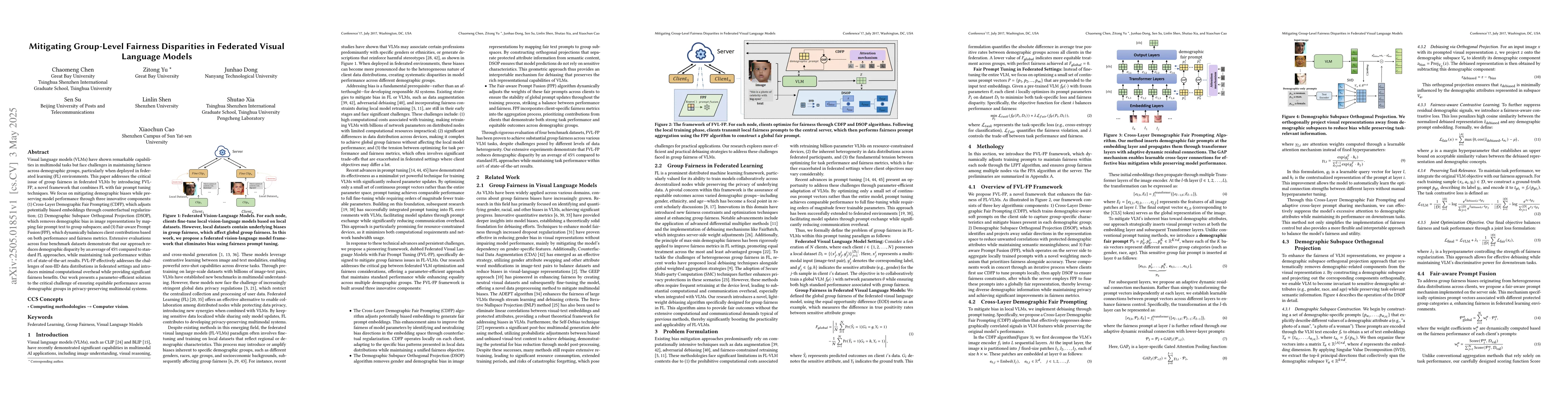 Thumbnail for Mitigating Group-Level Fairness Disparities in Federated Visual Language
  Models