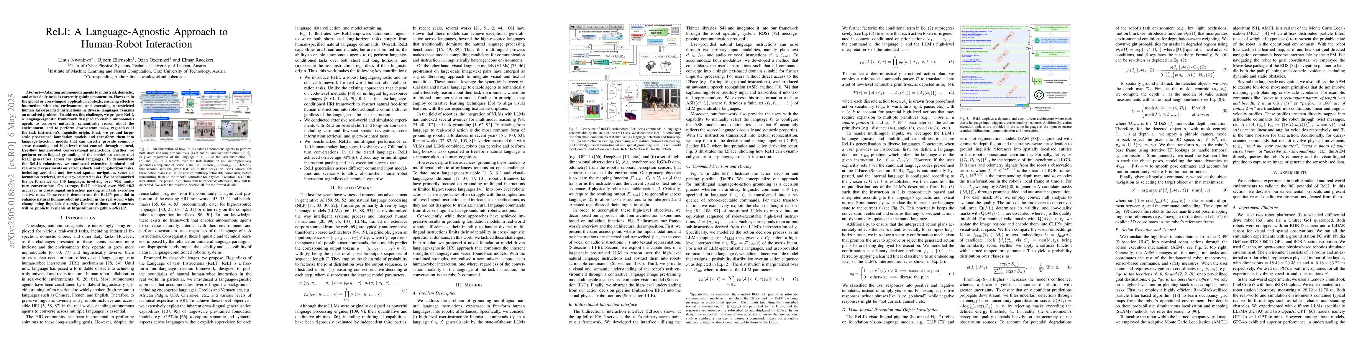 Thumbnail for ReLI: A Language-Agnostic Approach to Human-Robot Interaction