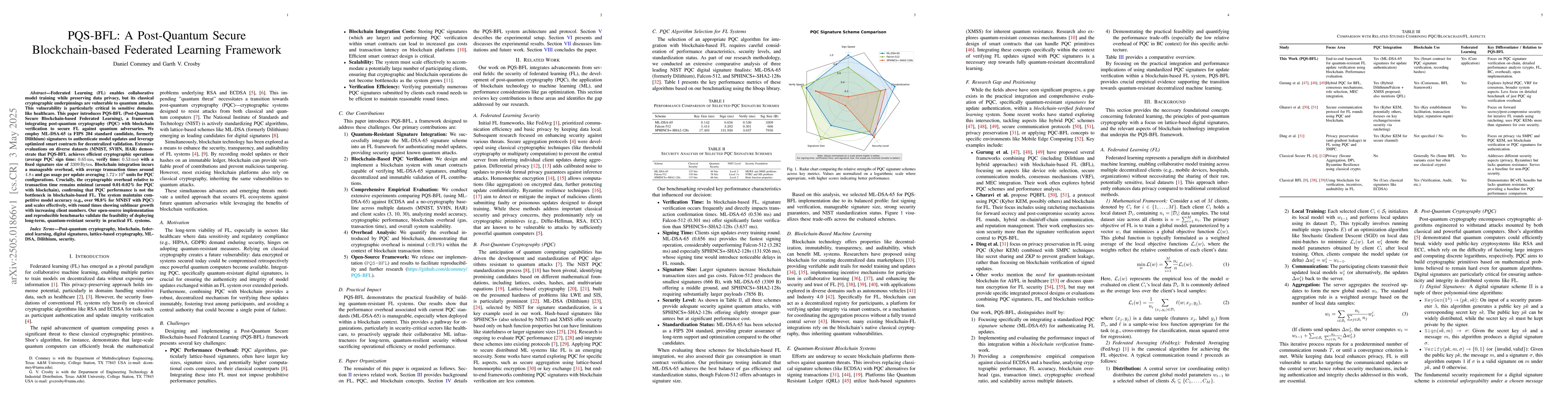 Thumbnail for PQS-BFL: A Post-Quantum Secure Blockchain-based Federated Learning
  Framework