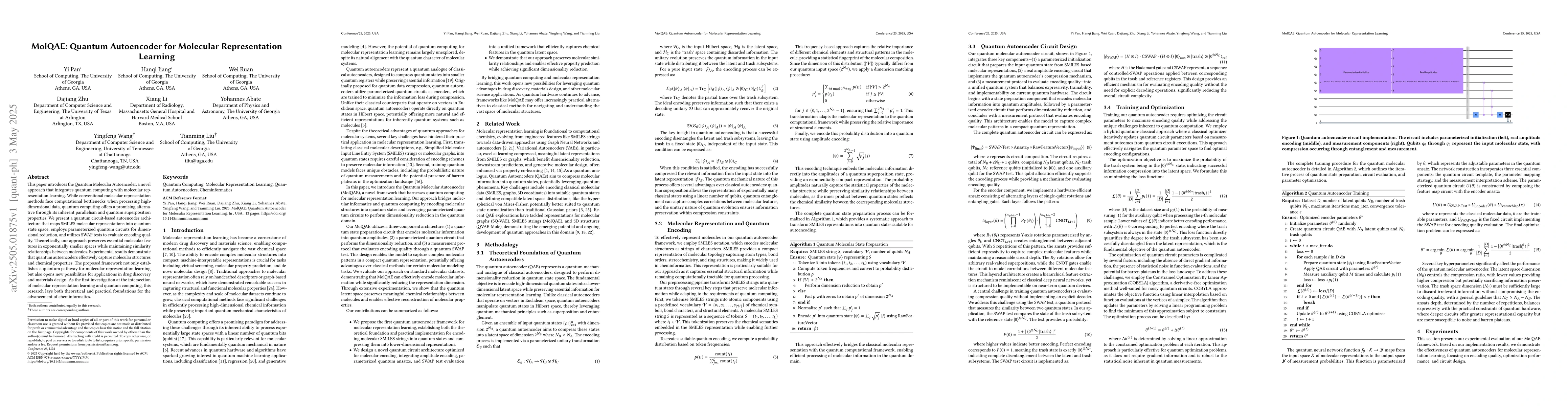 Thumbnail for MolQAE: Quantum Autoencoder for Molecular Representation Learning