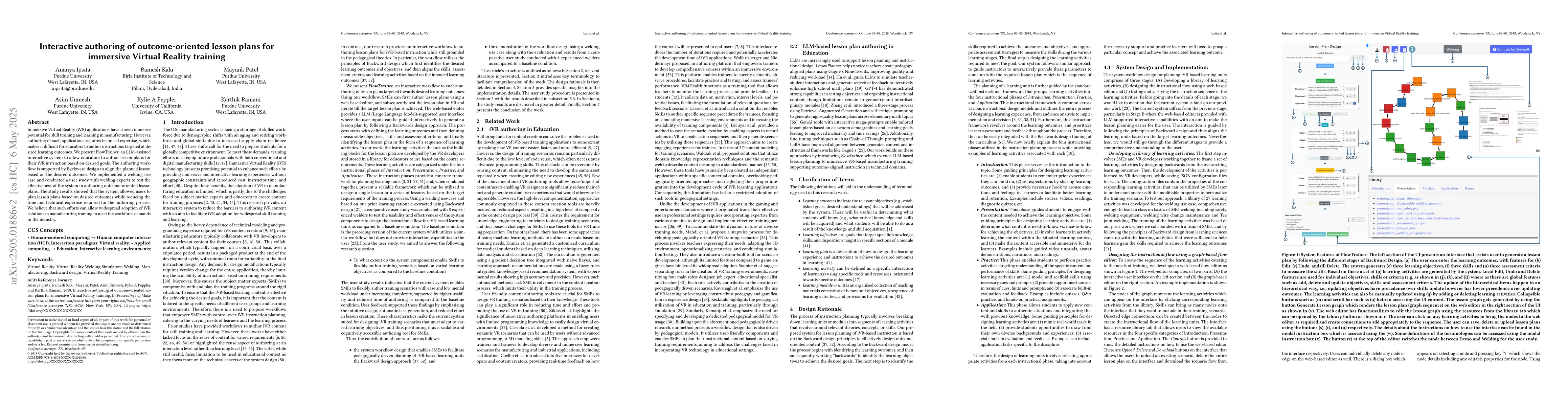 Thumbnail for Interactive authoring of outcome-oriented lesson plans for immersive
  Virtual Reality training