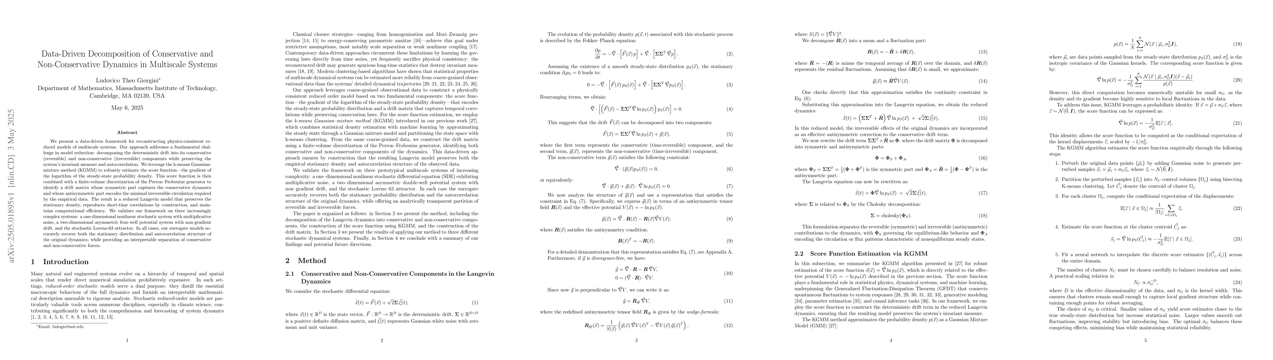 Thumbnail for Data-Driven Decomposition of Conservative and Non-Conservative Dynamics
  in Multiscale Systems