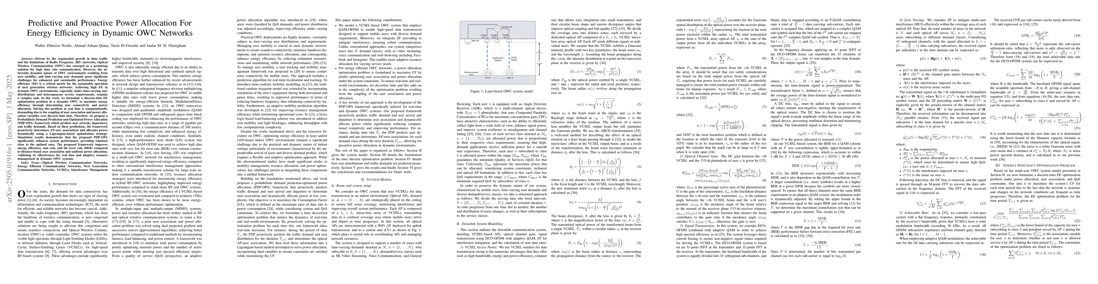Thumbnail for Predictive and Proactive Power Allocation For Energy Efficiency in
  Dynamic OWC Networks