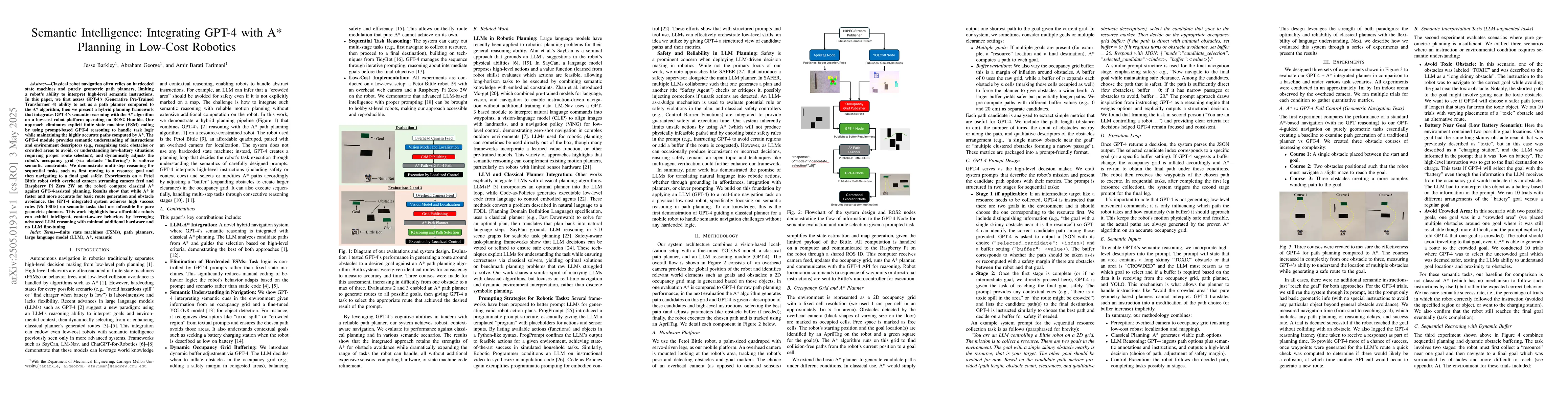 Thumbnail for Semantic Intelligence: Integrating GPT-4 with A Planning in Low-Cost
  Robotics