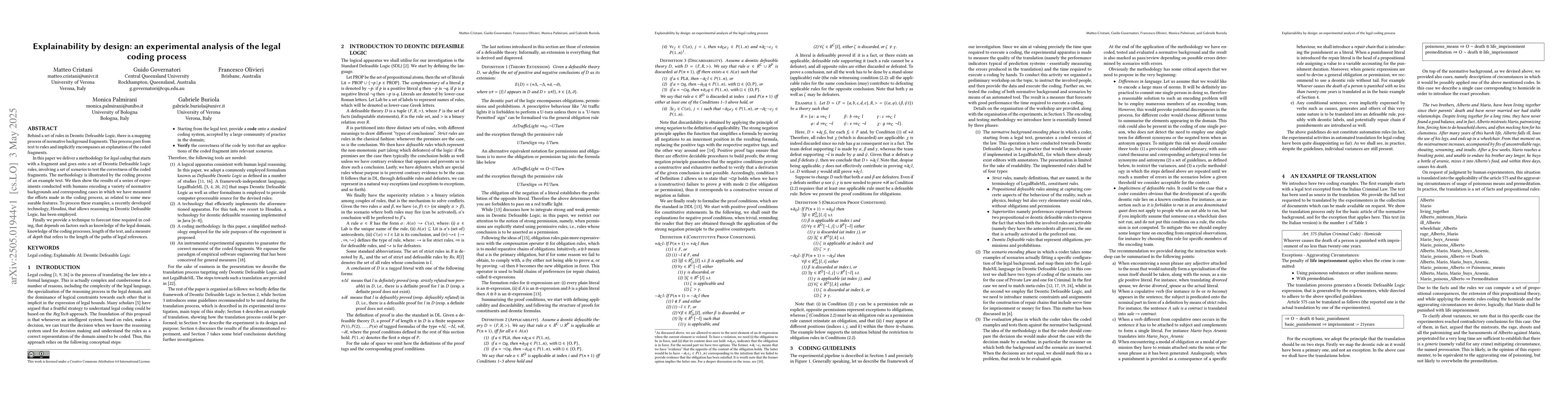 Thumbnail for Explainability by design: an experimental analysis of the legal coding
  process