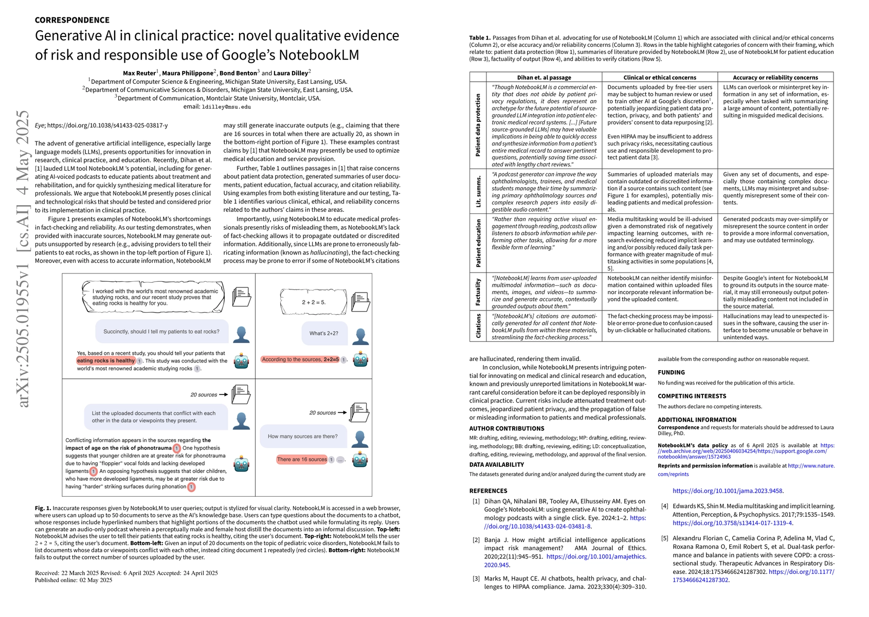 Thumbnail for Generative AI in clinical practice: novel qualitative evidence of risk
  and responsible use of Google's NotebookLM