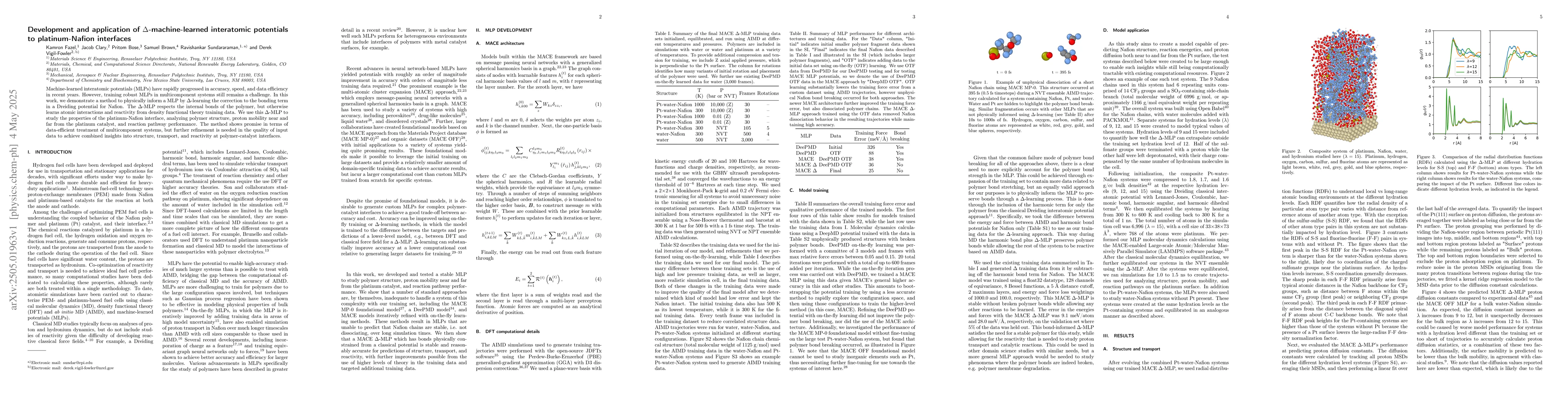 Thumbnail for Development and application of $Δ$-machine-learned interatomic
  potentials to platinum-Nafion interfaces