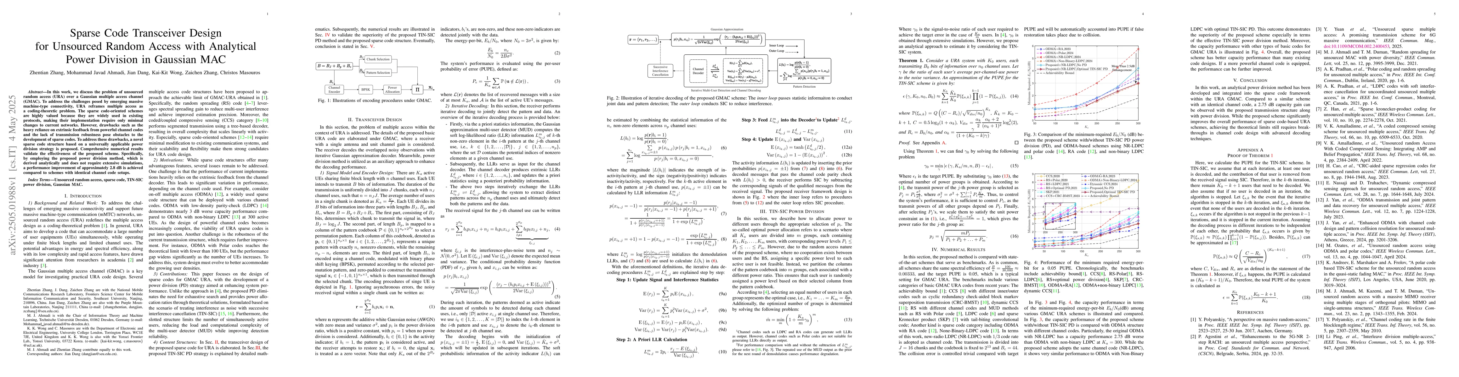 Thumbnail for Sparse Code Transceiver Design for Unsourced Random Access with
  Analytical Power Division in Gaussian MAC