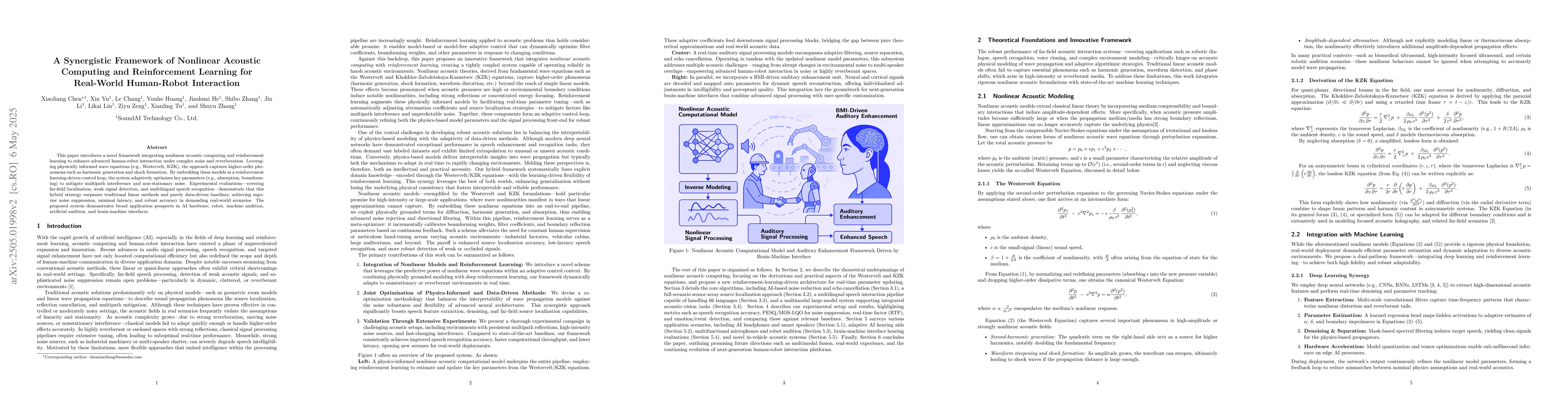 Thumbnail for A Synergistic Framework of Nonlinear Acoustic Computing and
  Reinforcement Learning for Real-World Human-Robot Interaction