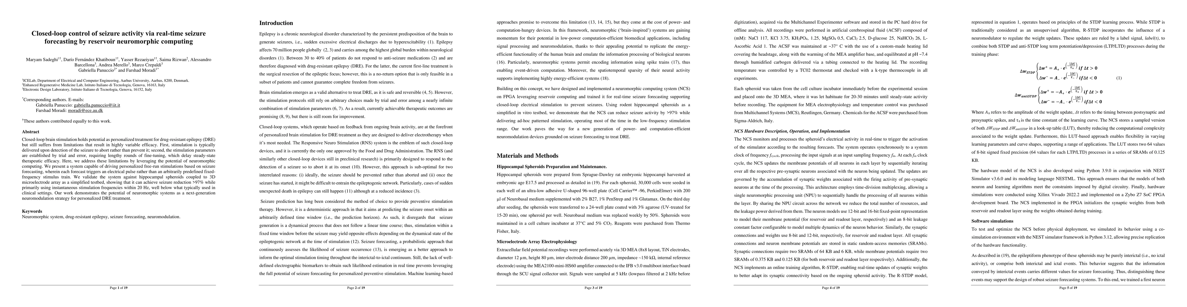 Thumbnail for Closed-loop control of seizure activity via real-time seizure
  forecasting by reservoir neuromorphic computing
