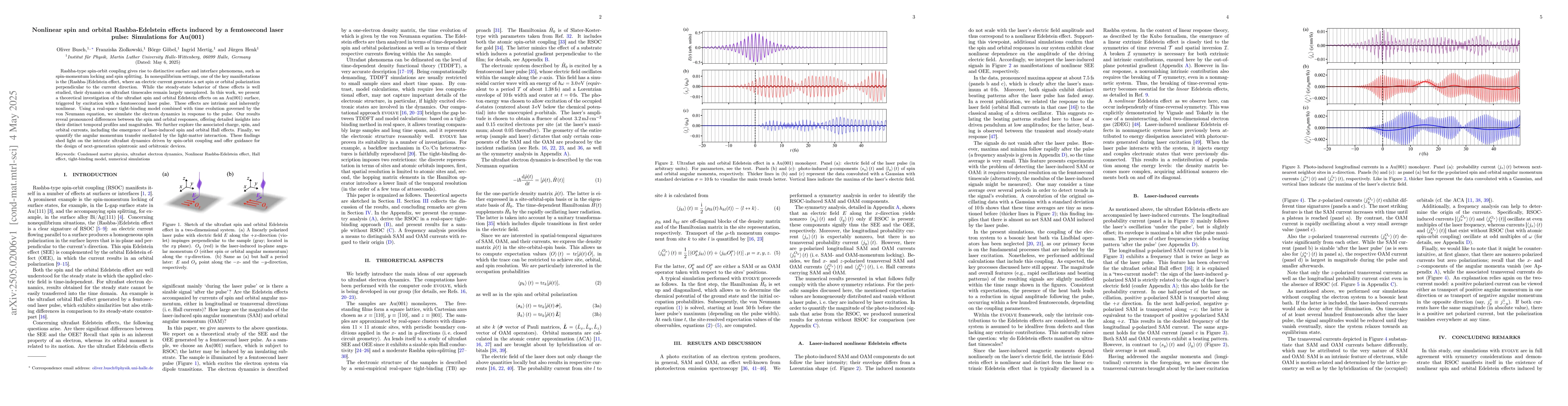 Thumbnail for Nonlinear spin and orbital Rashba-Edelstein effects induced by a
  femtosecond laser pulse: Simulations for Au(001)