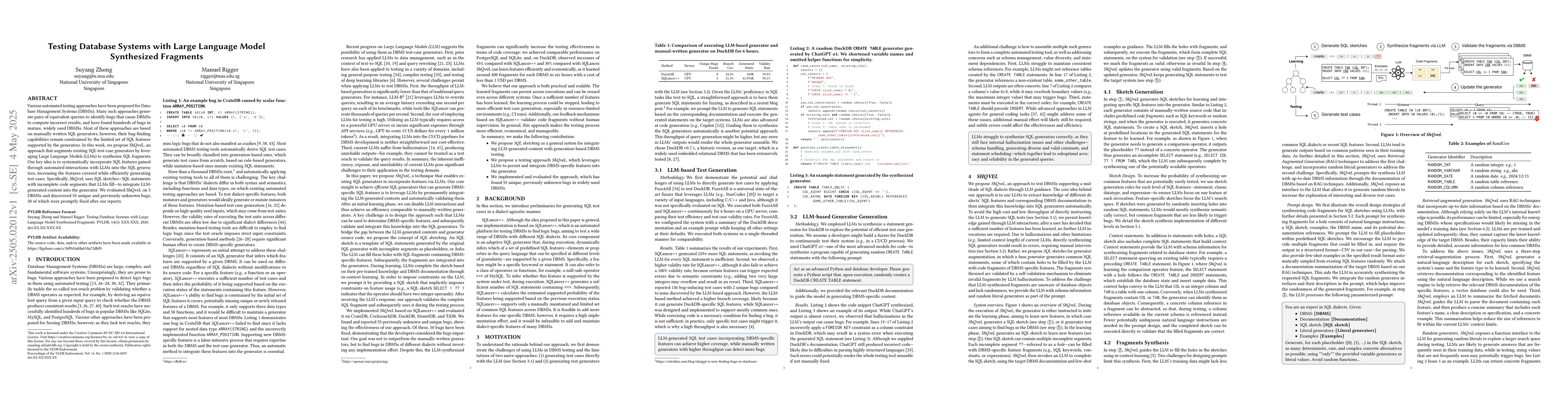 Thumbnail for Testing Database Systems with Large Language Model Synthesized Fragments