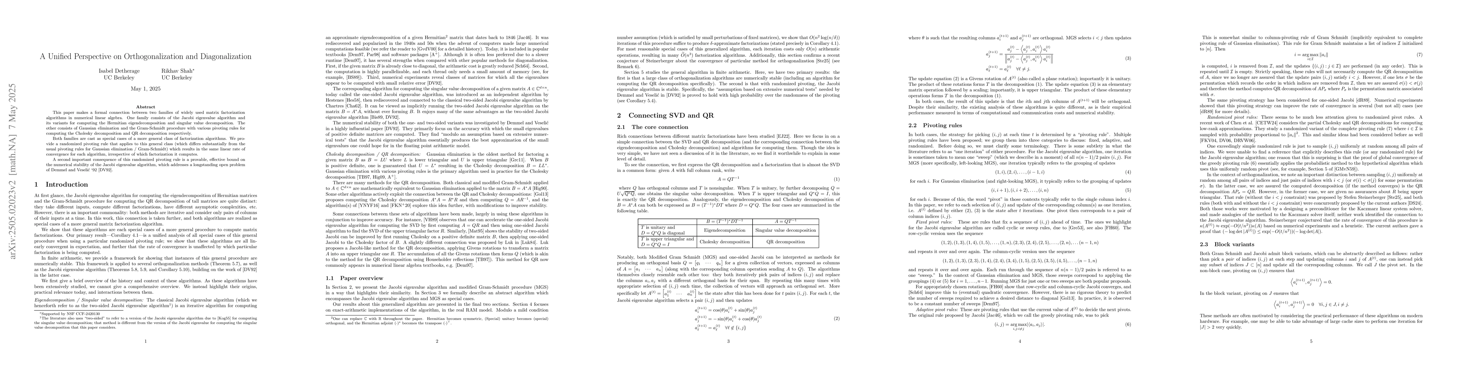 Thumbnail for A Unified Perspective on Orthogonalization and Diagonalization