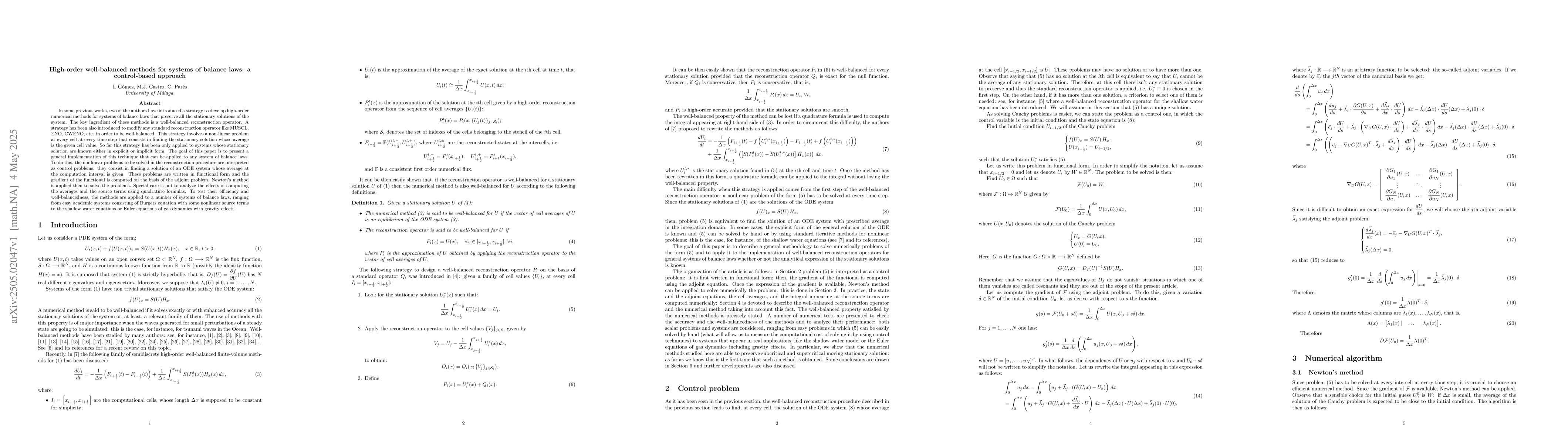 Thumbnail for High-order well-balanced methods for systems of balance laws: a
  control-based approach